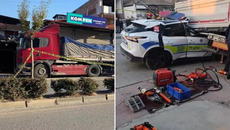 Ekip otosu tıra arkadan çarptı: 1 polis şehit oldu, 1 polis ağır yaralı