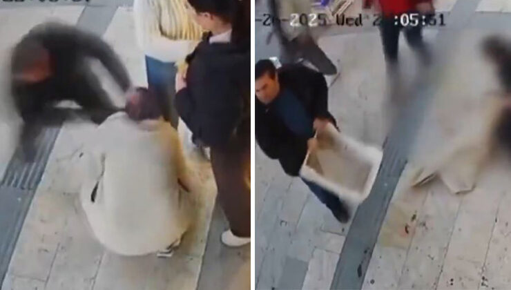 Genç kadın kaldırımda oturduğu sırada kabusu yaşadı! Esnaf caniye meyve kasasıyla müdahale etti