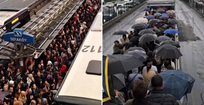 İstanbullular sabah kaosa uyandı! Metrobüs hattı tamamen durdu