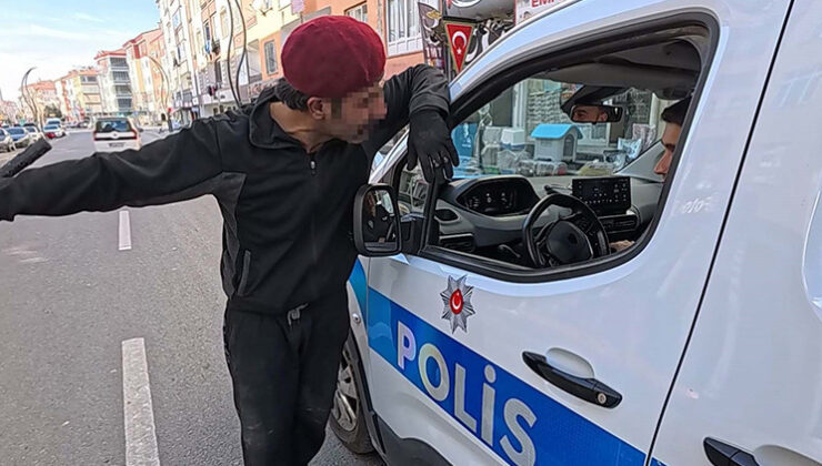 Kendisini uyarmaya gelen polisleri tehdit etti!