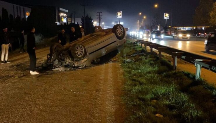 Kontrolden çıkan otomobil, ters döndü: 2 yaralı