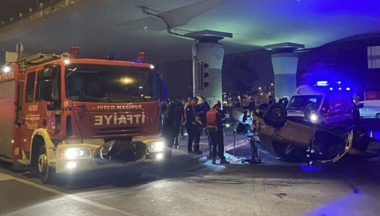 Polisin “dur” ihtarına uymayan araç devrildi: 2 yaralı