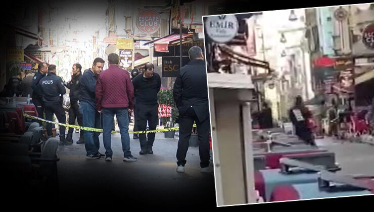 Taksim’de otel sahibi ile kafeterya sahibi arasındaki kavga kamerada