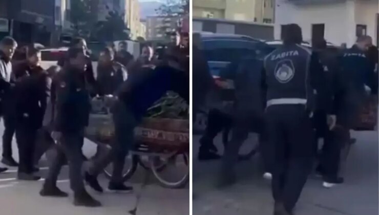 Zabıtalar, seyyar satıcının arabasını almak isteyince olanlar oldu