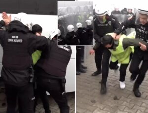 Bir garip tatbikat: Polisler meslektaşlarını coplayıp ters kelepçe taktı