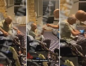 Eldiven takıp yaşlı adamı dövdü! Huzurevinde vicdanları sızlatan görüntüler