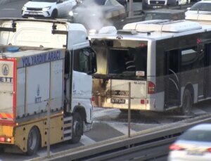 Florya’da metrobüste yangın çıktı