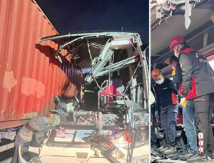 Otobüs TIR’a arkadan çarptı! Çok sayıda can kaybı var!