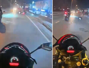 Sultanbeyli’de motosiklet sürücüsünün hayatını kaybettiği kaza kamerada