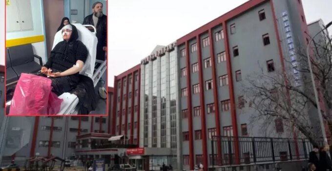 Boşanma aşamasındaki eşine kaldırım taşıyla saldırdı