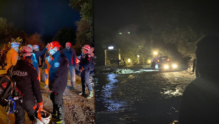 Dere taştı, mahsur kalan kişi, kurtarıldı