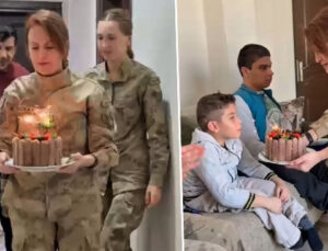 Jandarmadan sürpriz kutlama: Bedensel engelli çocuğu böyle mutlu ettiler