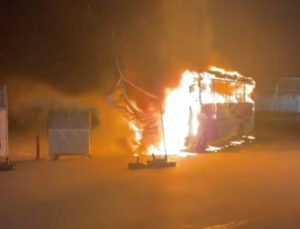 Kapıkule’de yolcu otobüsü alev alev yandı