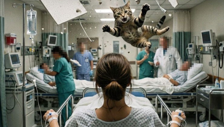 Kolunda serum vardı… Davetsiz misafir üzerine düştü! 50 bin TL kedi tazminatı!