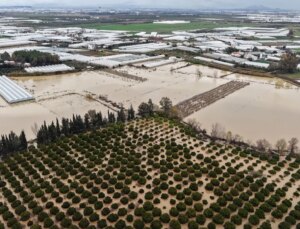 ‘Sarı kod’la uyarılan Antalya’da tarım alanları su altında kaldı