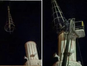 Şiddetli fırtına cami minaresine zarar verdi