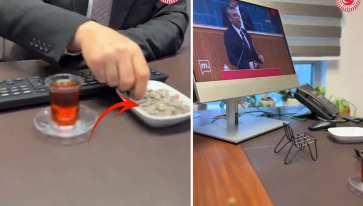 AK Partili vekil, Meclis’te çekirdek çitleyip Özgür Özel’i izledi