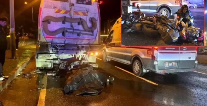 Belediye temizlik aracı ile çarpışan motosikletin sürücüsü hayatını kaybetti