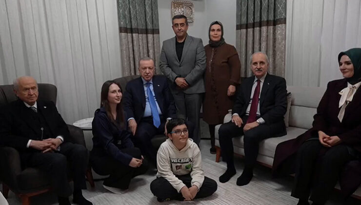 Cumhurbaşkanı Erdoğan ve Bahçeli’den depremzede aileye ziyaret