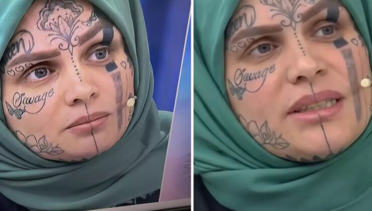 Dövmeleri, katıldığı programa damga vurdu