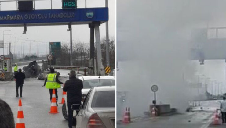 Gişelere çarpıp alev aldı! Otoyolda feci ölüm!