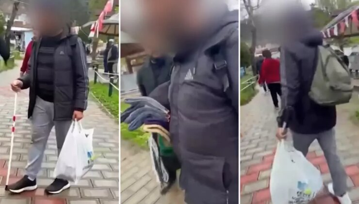 Görme engelli dilencinin zabıtayı görünce bir anda gözleri açıldı
