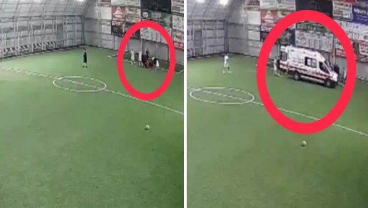 Halı sahada kalp krizi geçiren öğretmenin yere yığıldığı anlar kameralarda