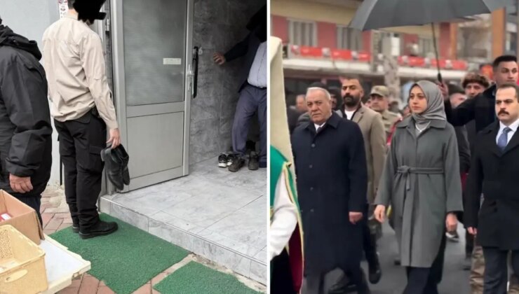 Kaymakamın polise şemsiye taşıttığı görüntü tepki çekti