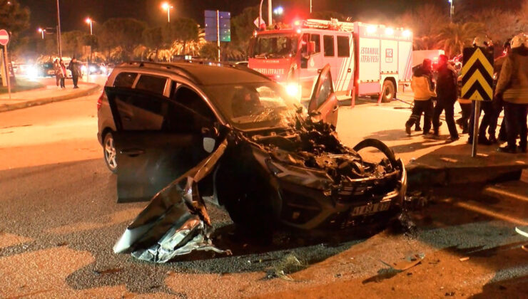 Maltepe’de feci kaza! İki otomobil kafa kafaya çarpıştı: 6 yaralı