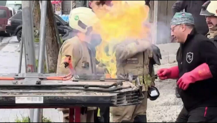 Sarıyer’de elektrikli aracın bataryasının patladığı anlar kamerada