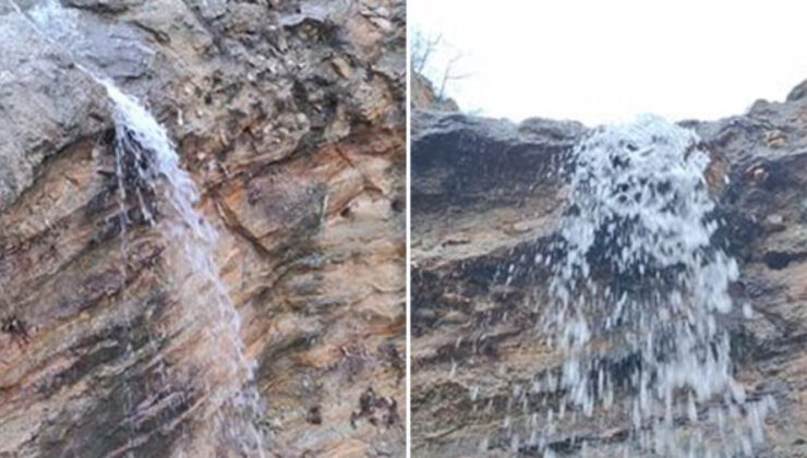 Yağışın ardından o küçük şelale akmaya başladı!