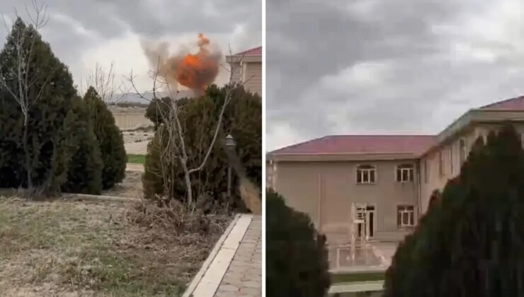 Azerbaycan’da okulun yanına İHA düştü