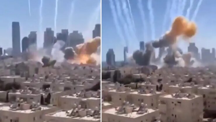 İran’ın balistik füzeleri İsrail’i vurdu, görüntüler korkunç