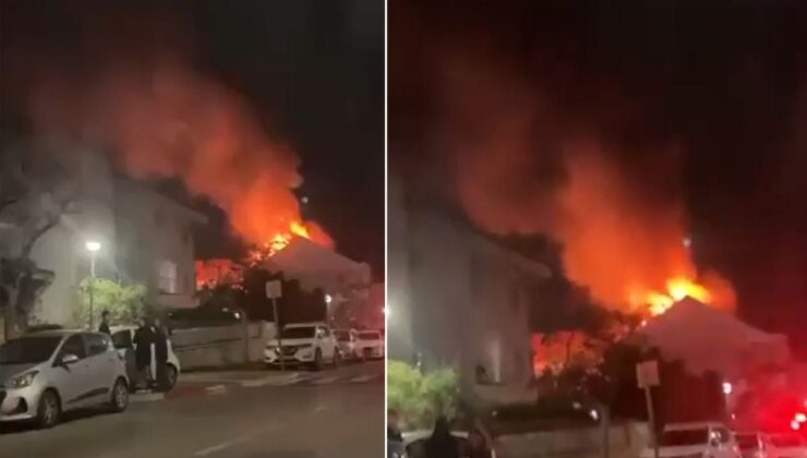 İsrailli yetkililerin evleri vuruldu, alevler geceyi aydınlattı