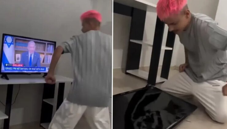 Netanyahu’nun görüntüsüne dayanamadı, televizyonu parçaladı